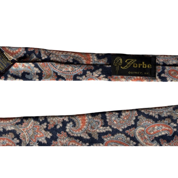 Bert Pullitzer Paisley Neck Tie - Orange & Navy Blue - Picture 4 of 5